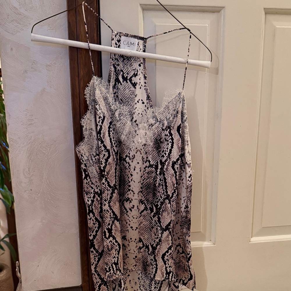 Cami NYC Beige and Black Snake Print Top